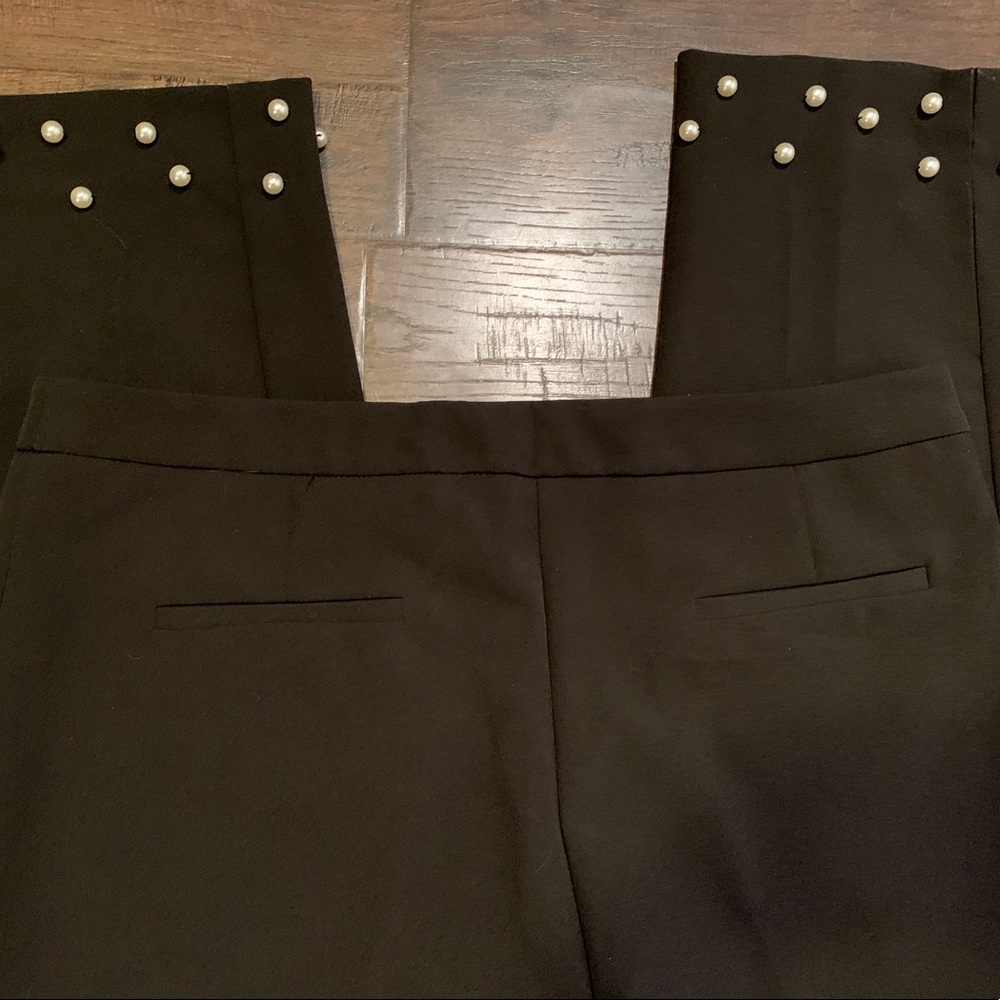 Josh & Arielle Black Ankle Pants Embellished with Pearls, 12